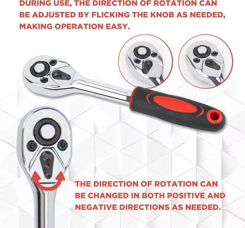 Kit 46 Pçs Soquete um quarto de polegada: Chave Engrenagem + Barra Extensão