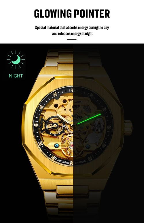 Forsining Fashion Relógios de Pulso Automáticos Mecânicos Esqueléticos para Homens