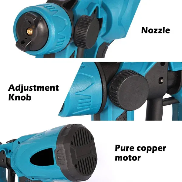 Atomizador de Tinta Sem Fio de Alta Pressão com 2 Baterias