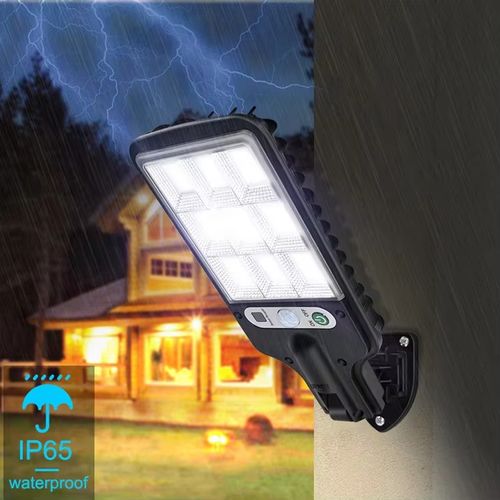 Luzes de rua com sensor solar ao ar livre, 108 COB ajustável corpo humano Sensor de movimento Lâmpada LED de parede com controle remoto