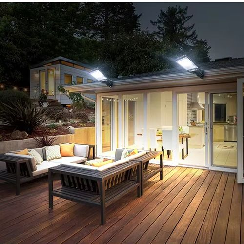 Luzes de rua com sensor solar ao ar livre, 108 COB ajustável corpo humano Sensor de movimento Lâmpada LED de parede com controle remoto
