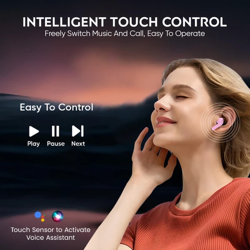 Fone de ouvido Bluetooth sem fio com tela sensível ao toque