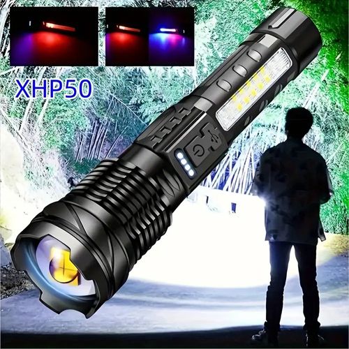 🔥venda quente🔥Lanterna LED P50: Alta Potência, Zoom, Display, Recarregável USB