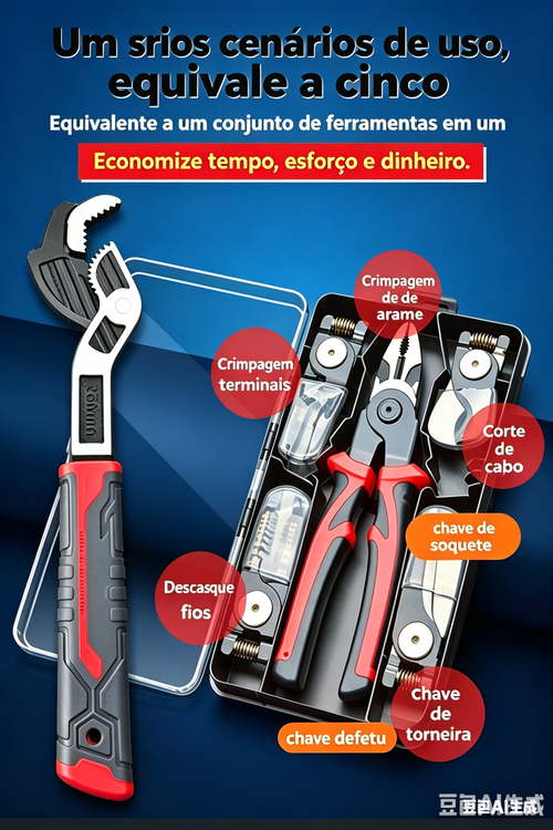 Alicate de cinco cabeças + chave de aperto automático