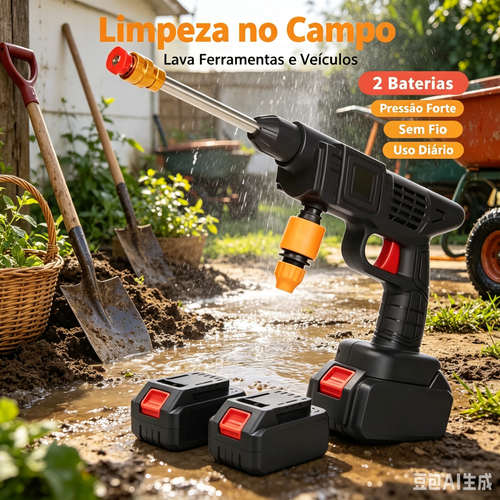 Maquina de Limpeza de Lava Alta Pressão Pistola de Lavagem Sem Fio Sem Fio