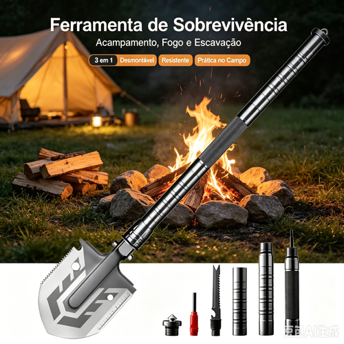 Pá tática multifuncional, Ferramenta de acampamento dobrável e portátil
