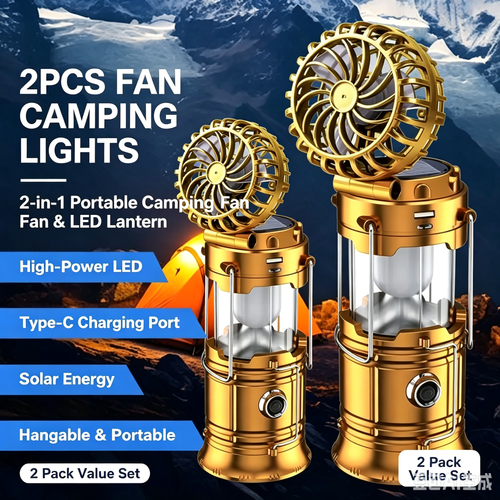 🔥Luz solar multifuncional com ventilador (Conjunto com 2 unidades)