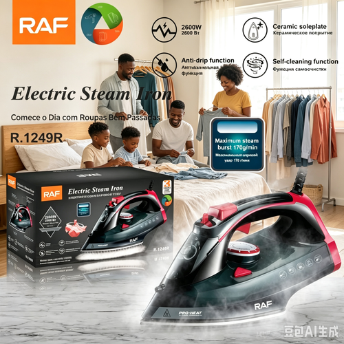 Ferro de passar roupa elétrico portátil a vapor RAF 2600W