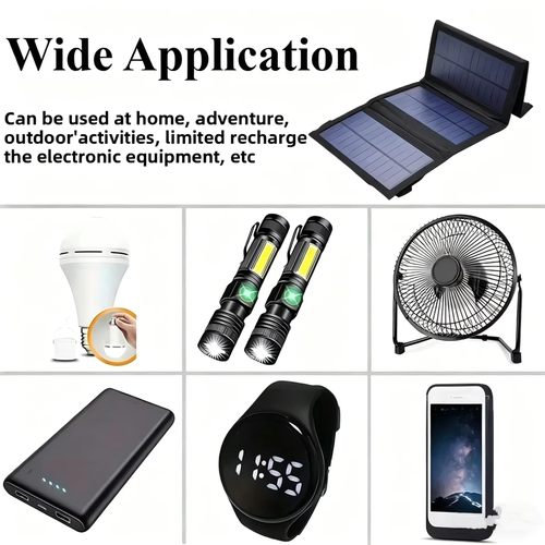 Painel solar de camuflagem preta de 20W, fonte de alimentação portátil móvel para emergências ao ar livre