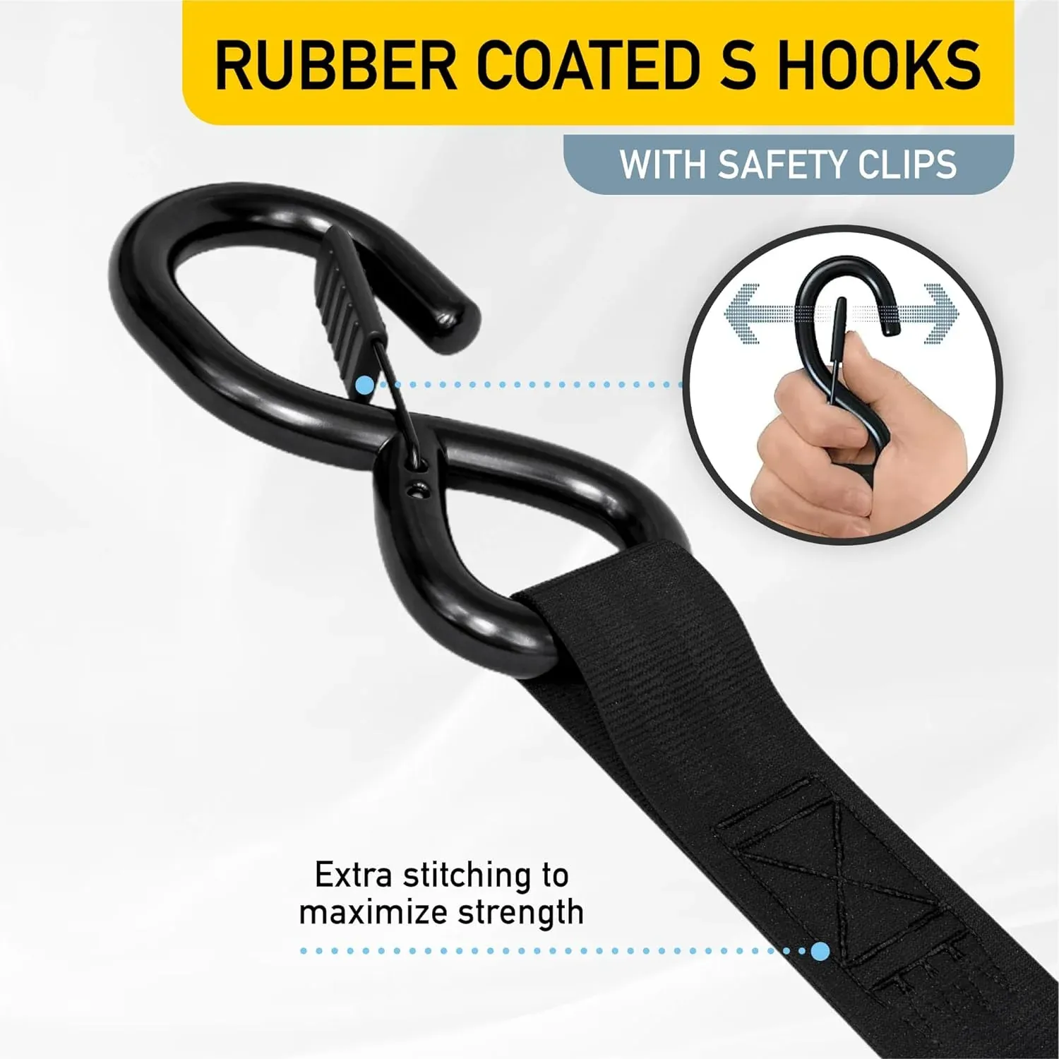Cintas de Catraca Retráteis de Alta Resistência, Cintas de Amarração com Laços Macios para Motocicleta, Caminhão e Reboque