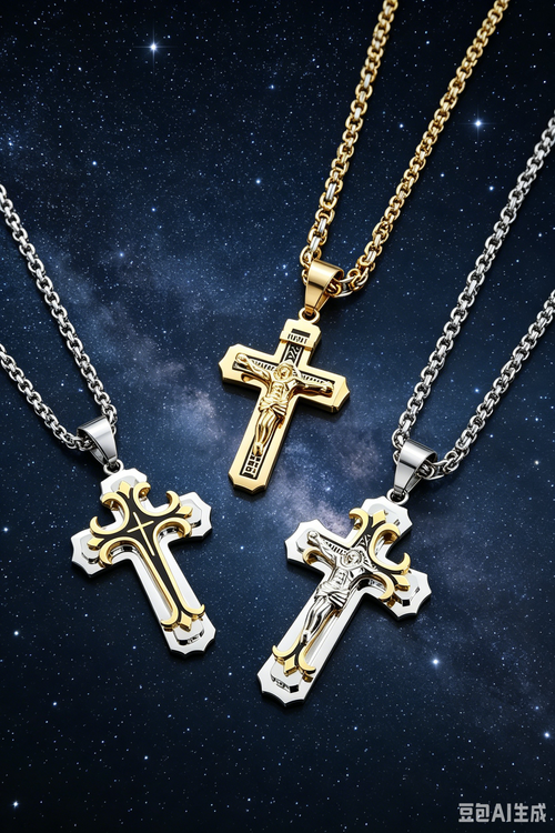 ❤️ Colar masculino vintage com pingente cruz camadas aço preto e dourado+Criar um colar exclusivo  1 compra = 2 cores grátis.