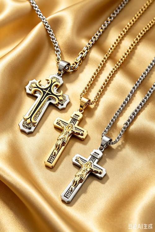 ❤️ Colar masculino vintage com pingente cruz camadas aço preto e dourado+Criar um colar exclusivo  1 compra = 2 cores grátis.