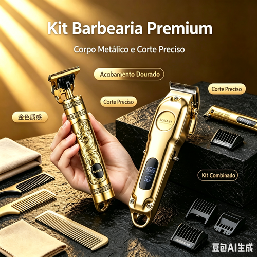 Máquina de cortar cabelo elétrica profissional para homens, Máquina de barbear careca de 0,1 mm, Aparador de lâmina em T