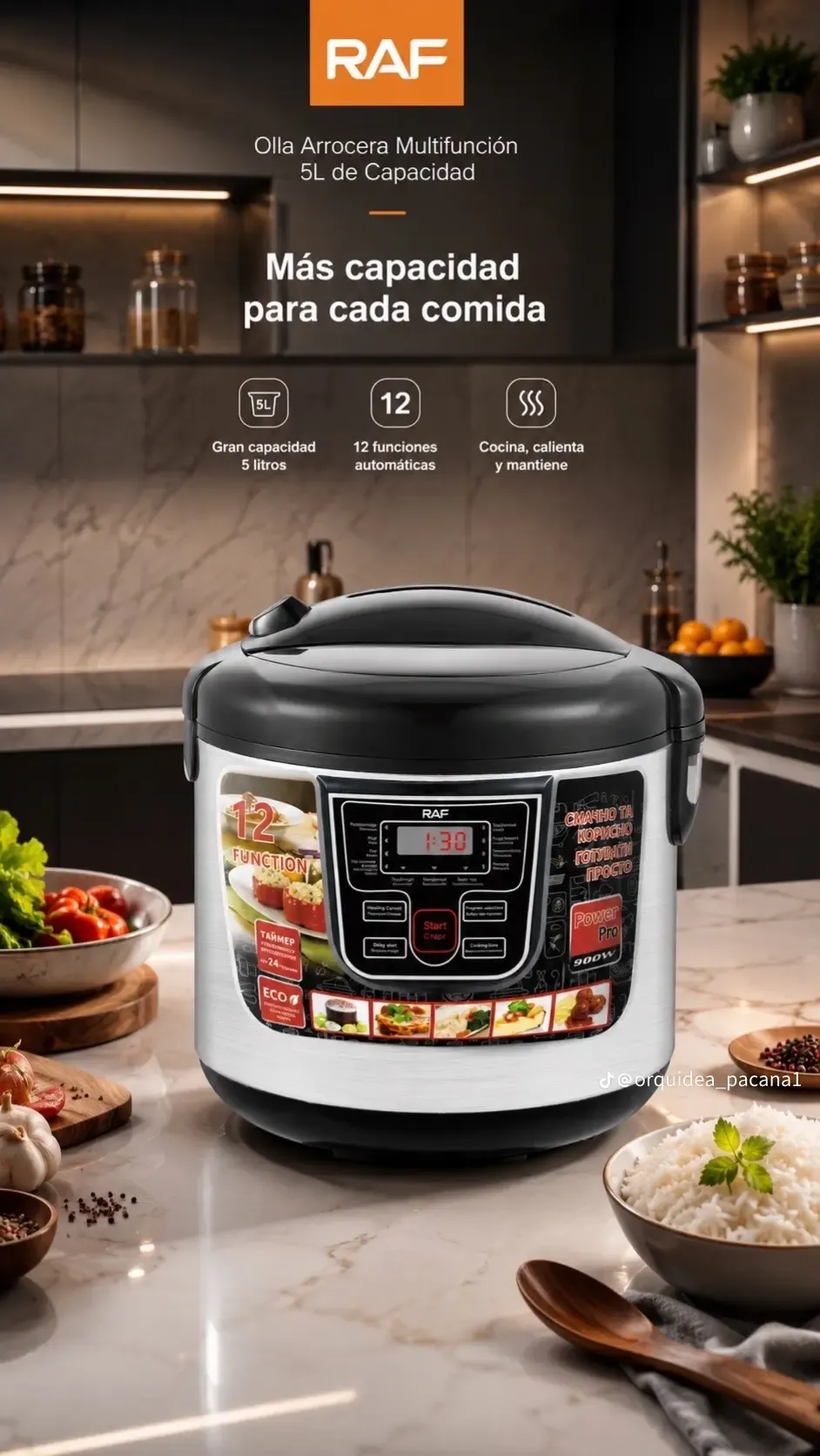Panela de pressão elétrica multifuncional RAF 5L de 900 W