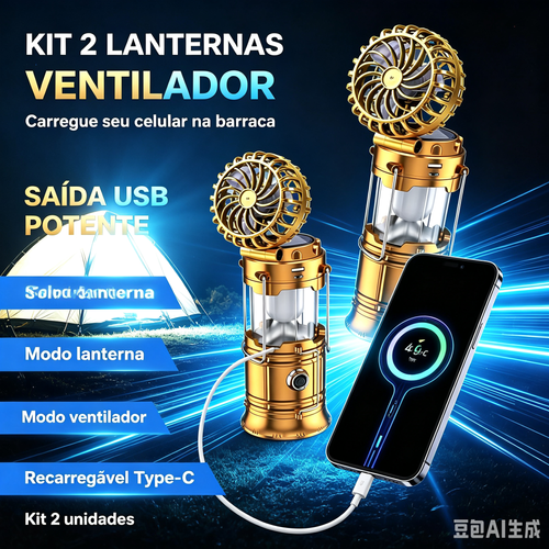 🔥Luz solar multifuncional com ventilador (Conjunto com 2 unidades)