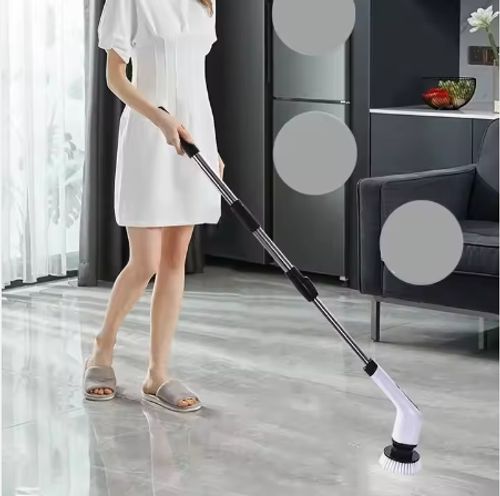 Electric Spin Scrubber 7 in 1 Cordless Electric Bathroom Cleaning Brush with Extension Handle