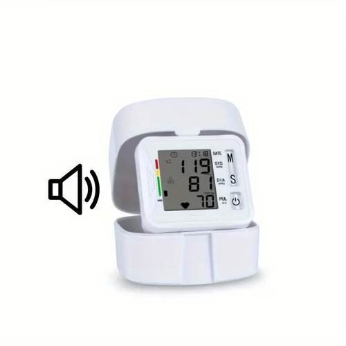 Digital Blood Pressure Monitor with Pulse Rate Detection - Easy-to-Use Wrist Cuff, Battery-Powered, LCD Display, Adjustable for Adults & Youngsters