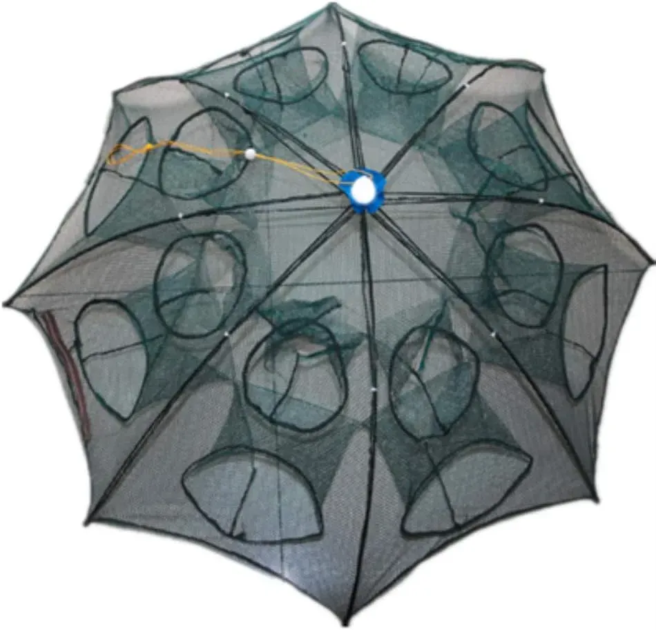 Portable Folded Thickening Fishing Net Bait Cast Mesh Trap Net for Catching Crayfish Fish Eels Crab