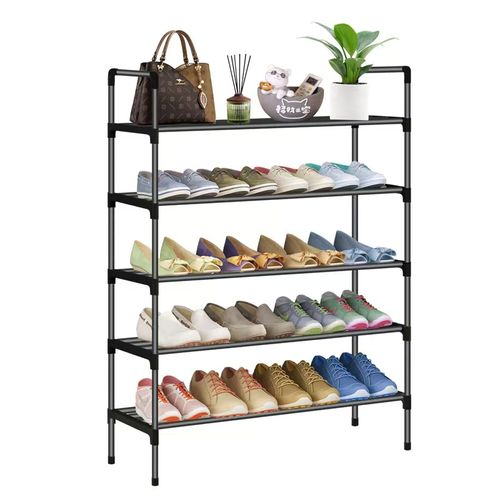Space-Saving Multi-Layer Shoe Rack - Sturdy Free Standing, Stackable, and Versatile Design for Maximum Storage - Perfect for Porch, Closet, Bedroom, Corridor, or Terrace, Black Finish