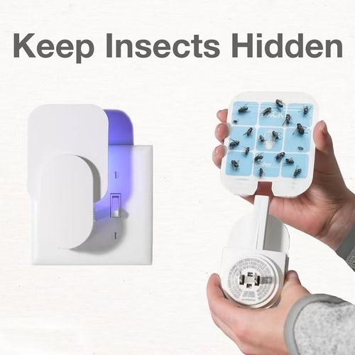 Flying Insect Trap, Fruit Fly Trap Plug in Bug Catcher, Bug Light Trap Indoor Fly Trap for Home Mosquito Indoor Killer, Light Attract & Safer Sticky Trap (1 Device + 5 Refills), white