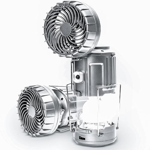 Camping Lanterns with Fan,Bluetooth Speaker to Listen to Music Anywhere,Solar Camping Fan Charging for Phone, Rechargeable LED Lanterns Camping Fans for Tents Power Outage Hurricanes Camping Gear(Silver)