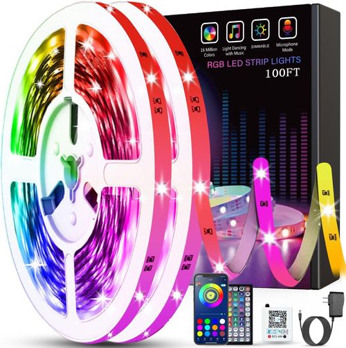100FT Led Lights for Bedroom Music Sync Color Changing Strip Lights with Remote and App Control RGB Strip, for Room Home Party Decoration