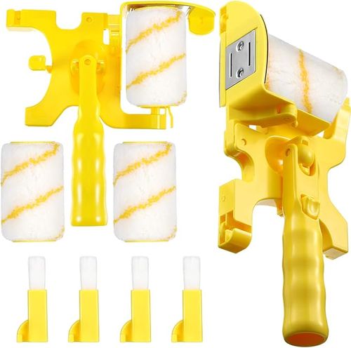 Paint Edger Roller Brush Multifunctional Hand-Held Clean-Cut Paint Edger Roller Brush Paint Edger Combo Kit with Extra Replacement Roller, Brush for Room Wall Ceiling Indoor Outdoor Painting