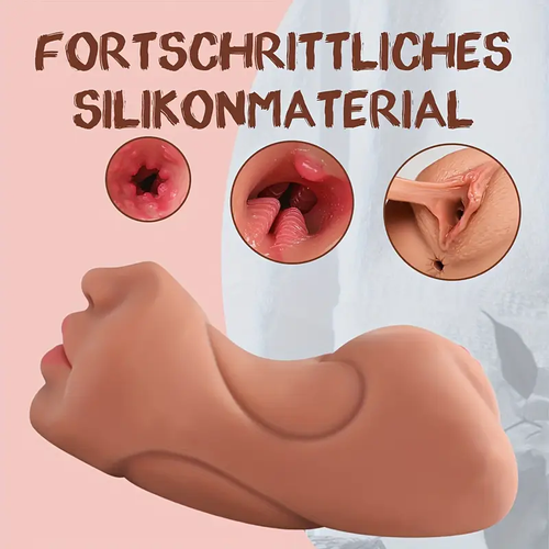 Realistic Male Masturbator - 3-in-1 Oral Sex Simulator with Lifelike Face, Textured Vagina, and Realistic Mouth - Pocket-Sized Stroker for Discreet Pleasure