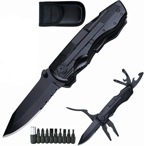 Pocket Multitool Knife,Cool Gadget for Hiking,Outdoor,Camping Gifts, Hunting Gifts