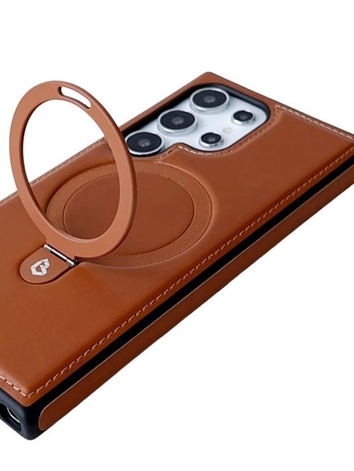 Ultra High-Grade S24 Magnetic Holder Mobile Phone Case for Samsung A53 S24 23 Business Leather All-Inclusive Anti-Fall TPU Cover