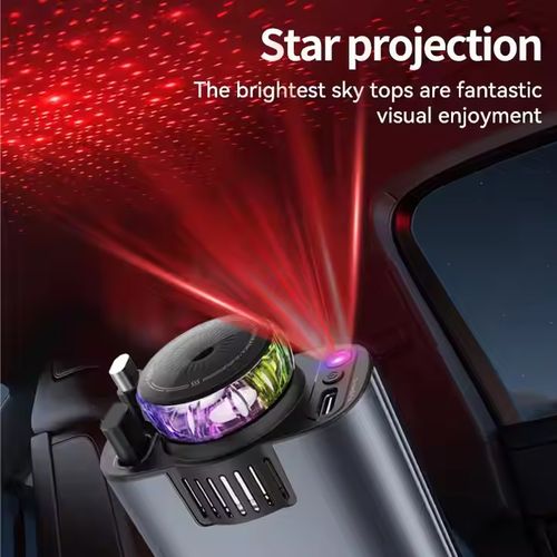 5 in 1 Car Charger USB C PD Super Fast Charging Car Aromatherapy Spray Starry Top Mobile Phone Starlight Retractable Car Charger