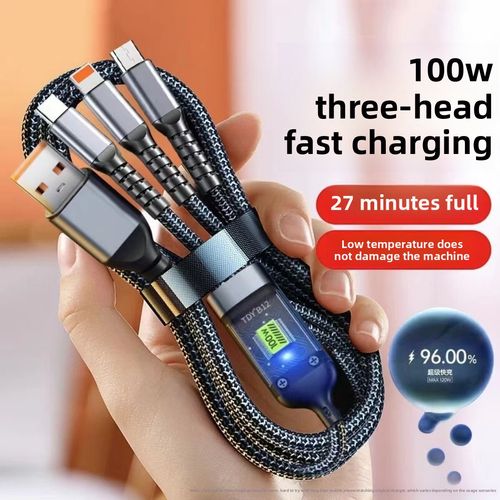 Hot selling 3 in 1 100W Night-luminous Universal USB Cable Universal Cell Phone USB Type-C Cable  Android charging cable