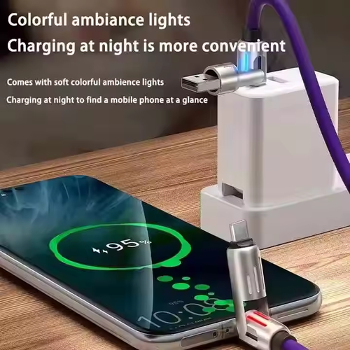240W Super Fast LED Display USB Charger 4-in-1 Multi-Device with Rotating Elbow Type-C Mobile Phone and Printer Charger Cable