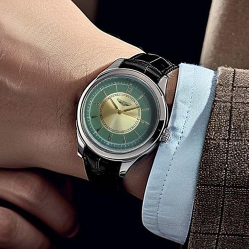 Waterproof Quartz Watch - Green Gradient Dial - Leather Strap