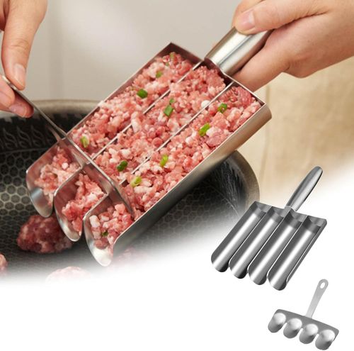 Premium Triple Meatball Maker Tool - Stainless Steel Non-Stick Meat Baller Maker with Cutting Spade, itchen Meatball Scoop & Mold for Quick DIY Cooking of Meatballs Fish Balls Shrimp Rice Balls