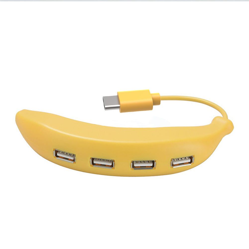 4-Port Cute Banana-Shaped USB 2.0 HUB Mini Interface