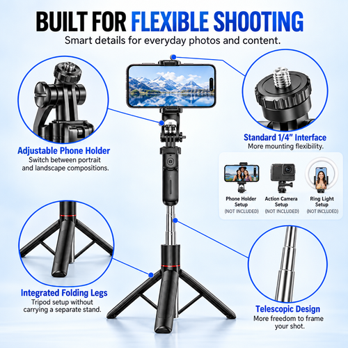 🔥HOT SALE🔥 COD！Selfie Anti-Shake Retractable Tripod, Portable Travel Phone Mount, Bluetooth Photography Gadget, Floor-Standing Selfie Stick Nairobi Stock |48H Dispatch |COD Orders are dispatched within 48 hours from our  Nairobi warehouse. Delivery takes 1–3 working days.