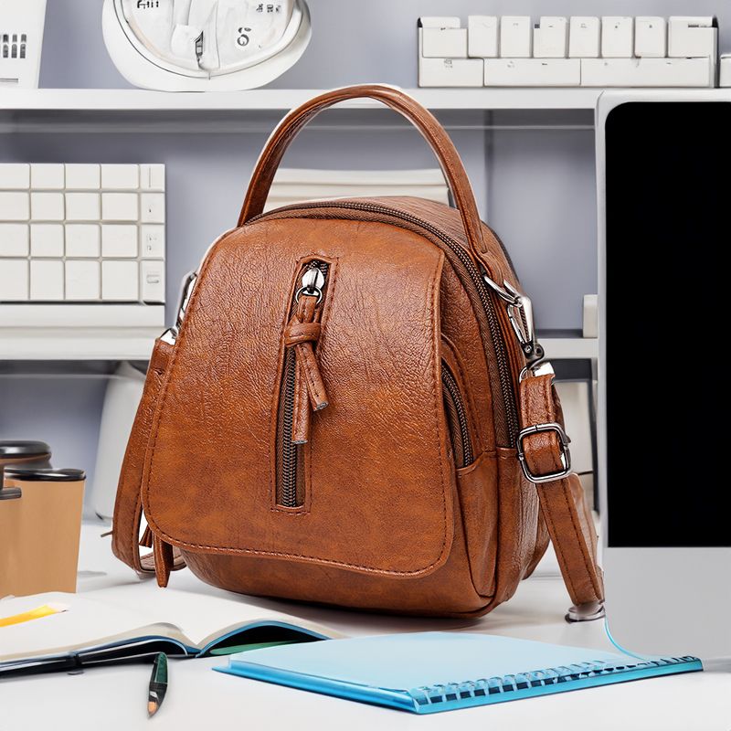 Women's bag wholesale texture pu soft leather fashion retro handbag double layer large capacity ladies diagonal shoulder bag