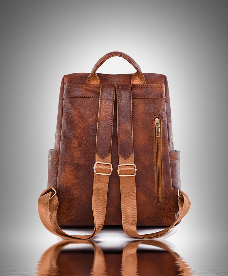 Drawstring Decoration New Fashion Backpack Ladies Retro Soft Leather Versatile Large Capacity Backpack Student School Bag Wholesale