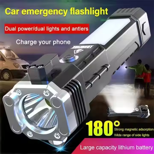 Multifunctional Safety Hammer Auto Repair Work Light With Magnet Emergency Outdoor Led Torch Power Bank COB Light Flashlight