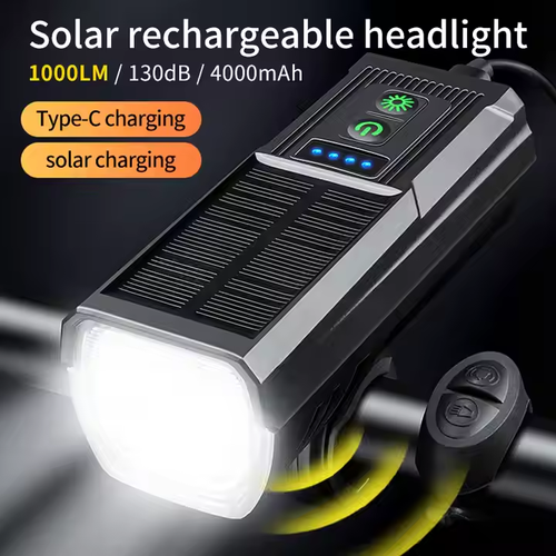 Bike Solar Headlight Speaker 1000 Lumens Solar Type-C Charging Dual-Purpose Riding Device Led Mountain Bike Headlights