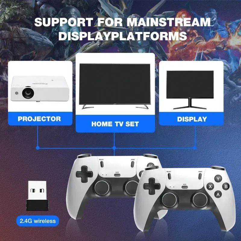 Retro Game Console with 20000+ Built-in Games 19 Emulators 2 Wireless Controllers 4K Output & 64GB SD Card Perfect for Kids & Adults - Portable Gaming System