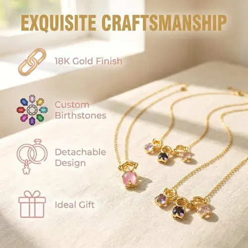💎18K Mom & Kids Birthstone Detachable Necklace