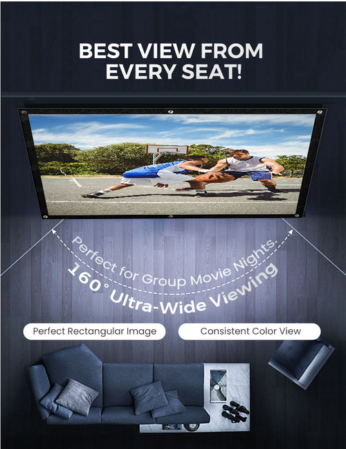 📺High Definition Projection Screen - ✨120-inch Diagonal with Matte White Surface for Crystal Clear Home Cinema Experience 🎬
