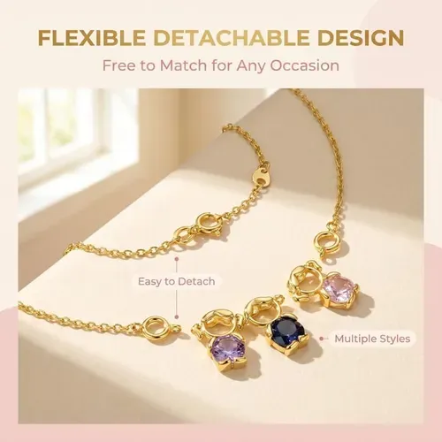 💎18K Mom & Kids Birthstone Detachable Necklace