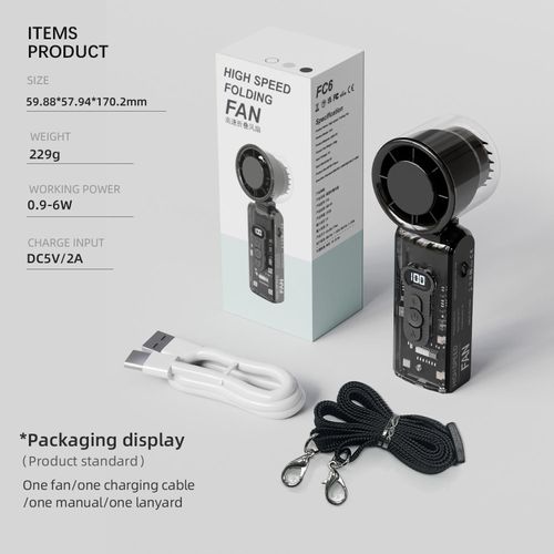 New Arrival Portable Mini Rechargeable High Speed Powerful USB Mini Fan with Digital Display Outdoor USE