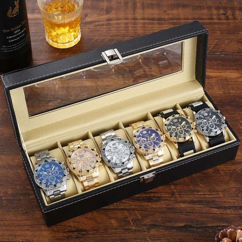 Six-piece box watch Men's steel band fashion party fashion watch Men's gift Men's gift