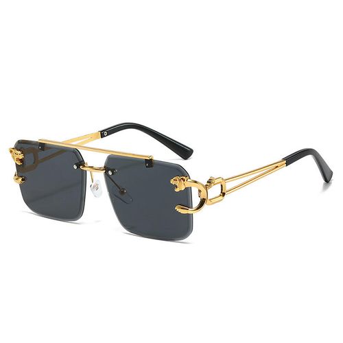 Lmamba 8034 hip hop color small frame glasses gold metal cheetah head square frame sunglasses fashion glasses