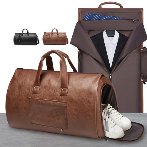Luxury Waterproof Casual Custom PU Clothing Luggage Bag Suit Travel Folding Storage Bag with Shoe Compartment