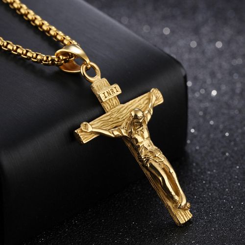 High Quality Stainless Steel Cross INRI Crucifix Jesus Piece Pendant Necklace Jewelry